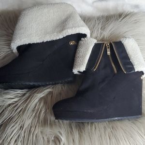 Juicy Couture Fold Over Wedge Booties